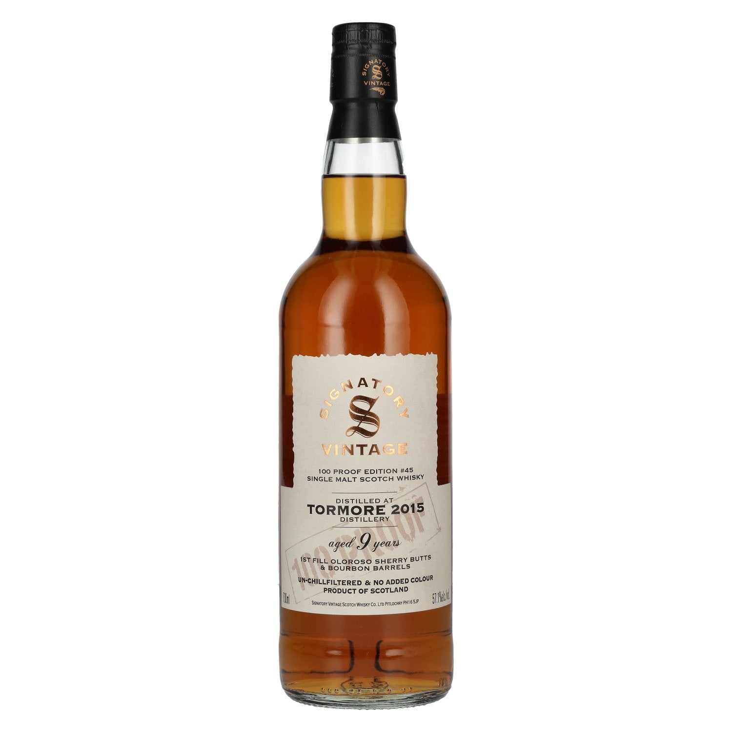 Signatory Vintage 100 Proof Edition TORMORE 9 Years Old Single Malt #45 2015 57.1% Vol. 0.7L