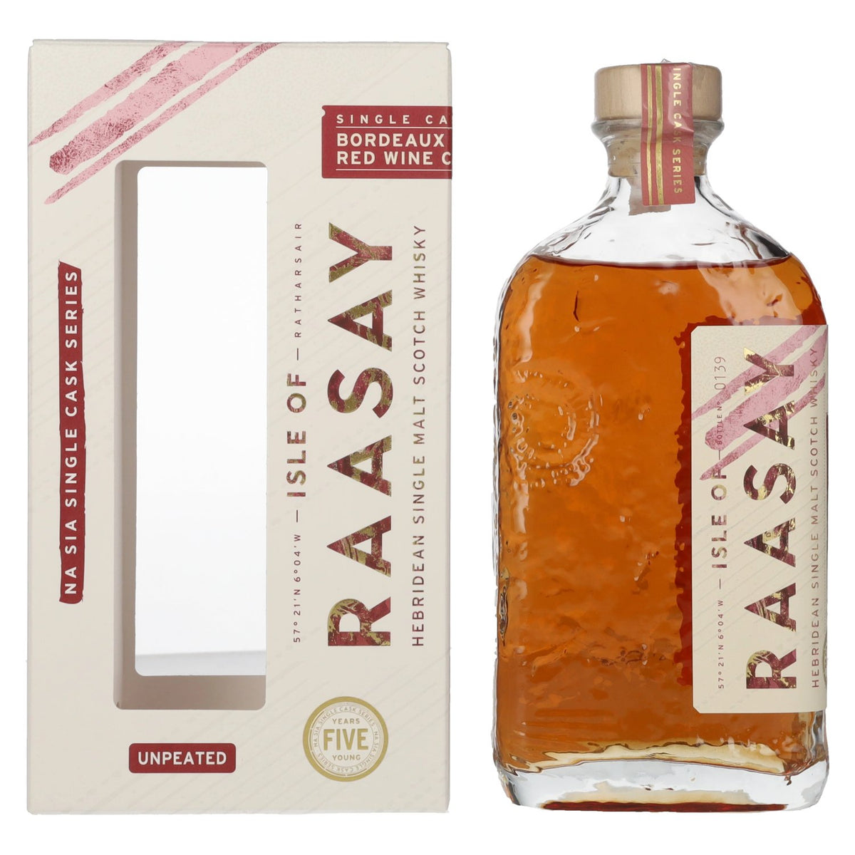 Isle of RAASAY 5 Years Old Bordeaux Red Wine Cask Single Malt 60,3% Vol. 0,7l in Geschenkbox