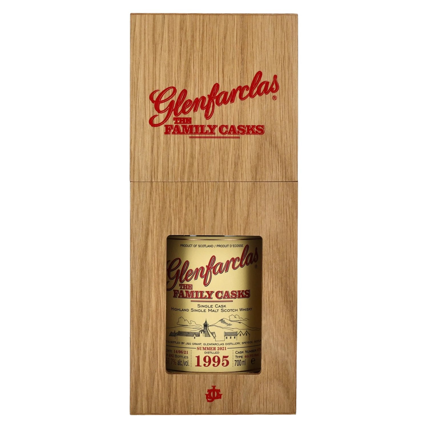 Glenfarclas THE FAMILY CASKS Single Cask SUMMER 2021 4th Fill Butt 1995 57,7% Vol. 0,7l in Holzkiste