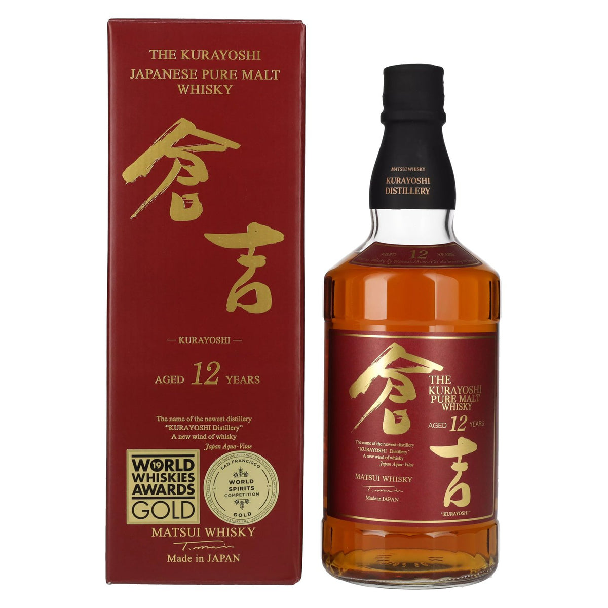 Matsui Whisky THE KURAYOSHI 12 Years Old Pure Malt Whisky 43% Vol. 0.7l in Gift Box