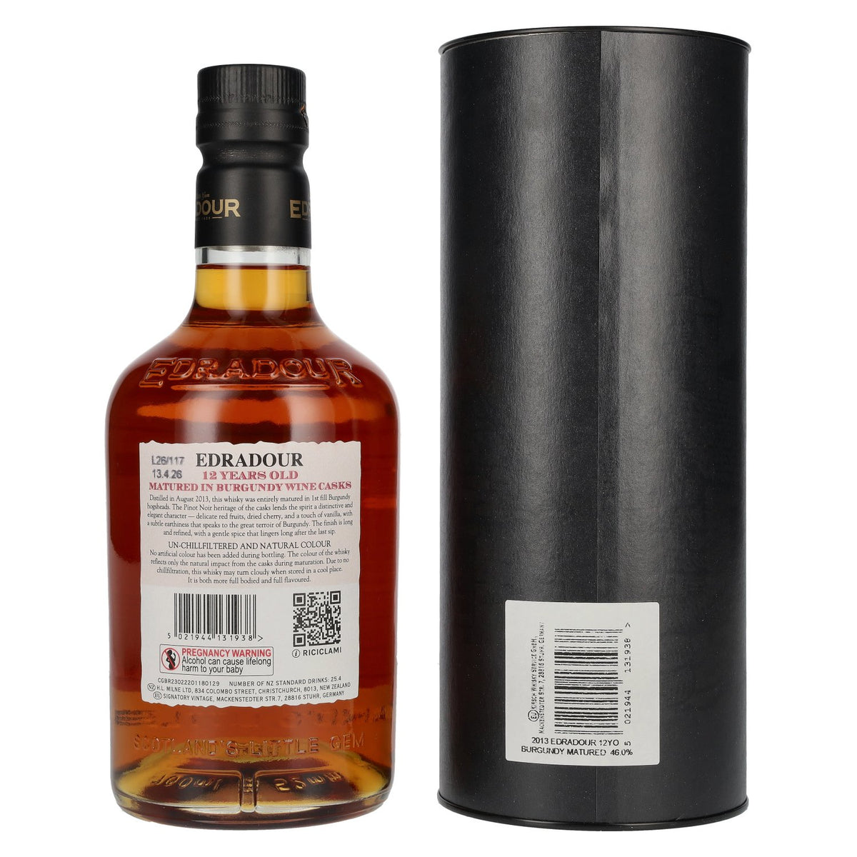 Edradour 12-Year-Old Burgundy Cask Highland Single Malt Whisky 46% vol. 0.7 l in a gift box
