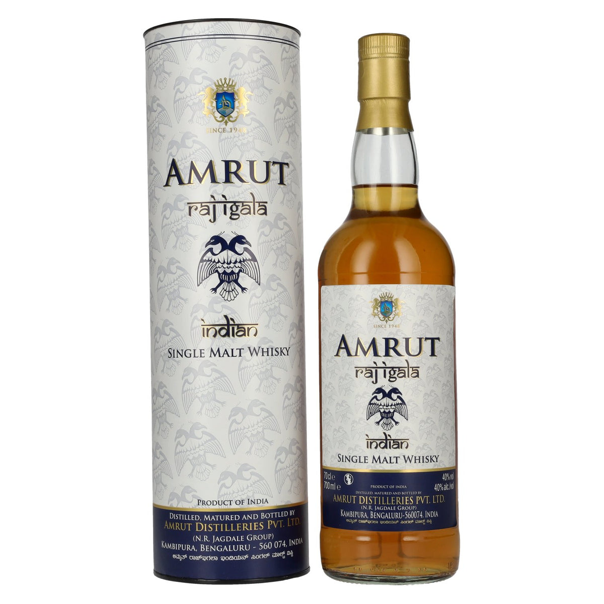 Amrut RAJ IGALA Indian Single Malt Whisky 40% ABV 0.7l in a gift box