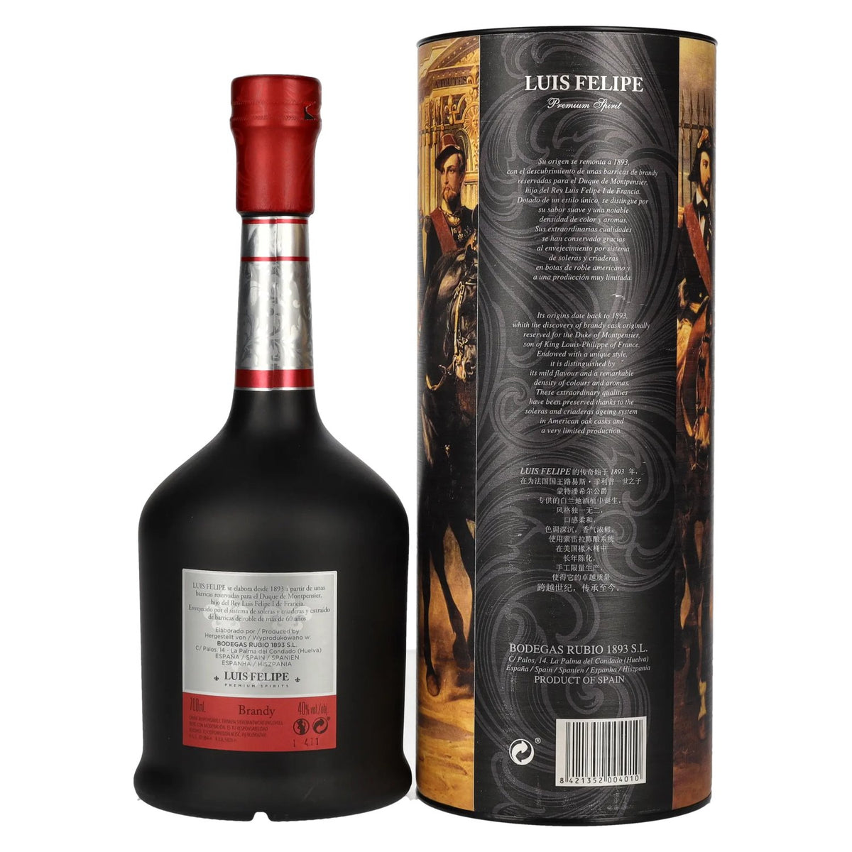 Luis Felipe Premium Brandy 40% ABV, 0.7 litres, in a gift box