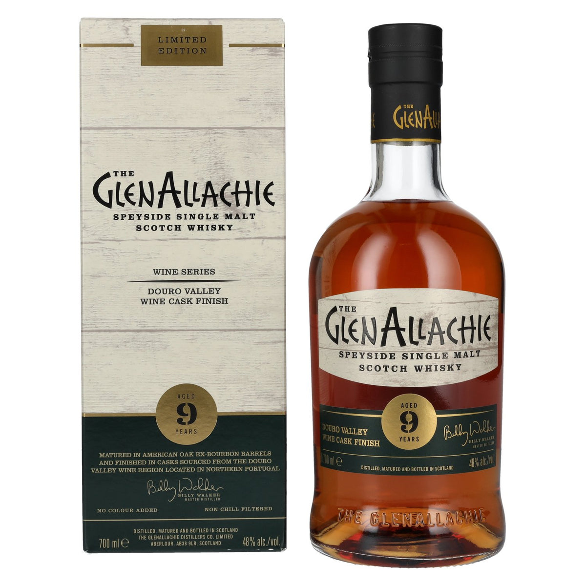 The GlenAllachie 9 Years Old DOURO VALLEY WINE CASK FINISH Limited Edition 48% Vol. 0.7L in gift box