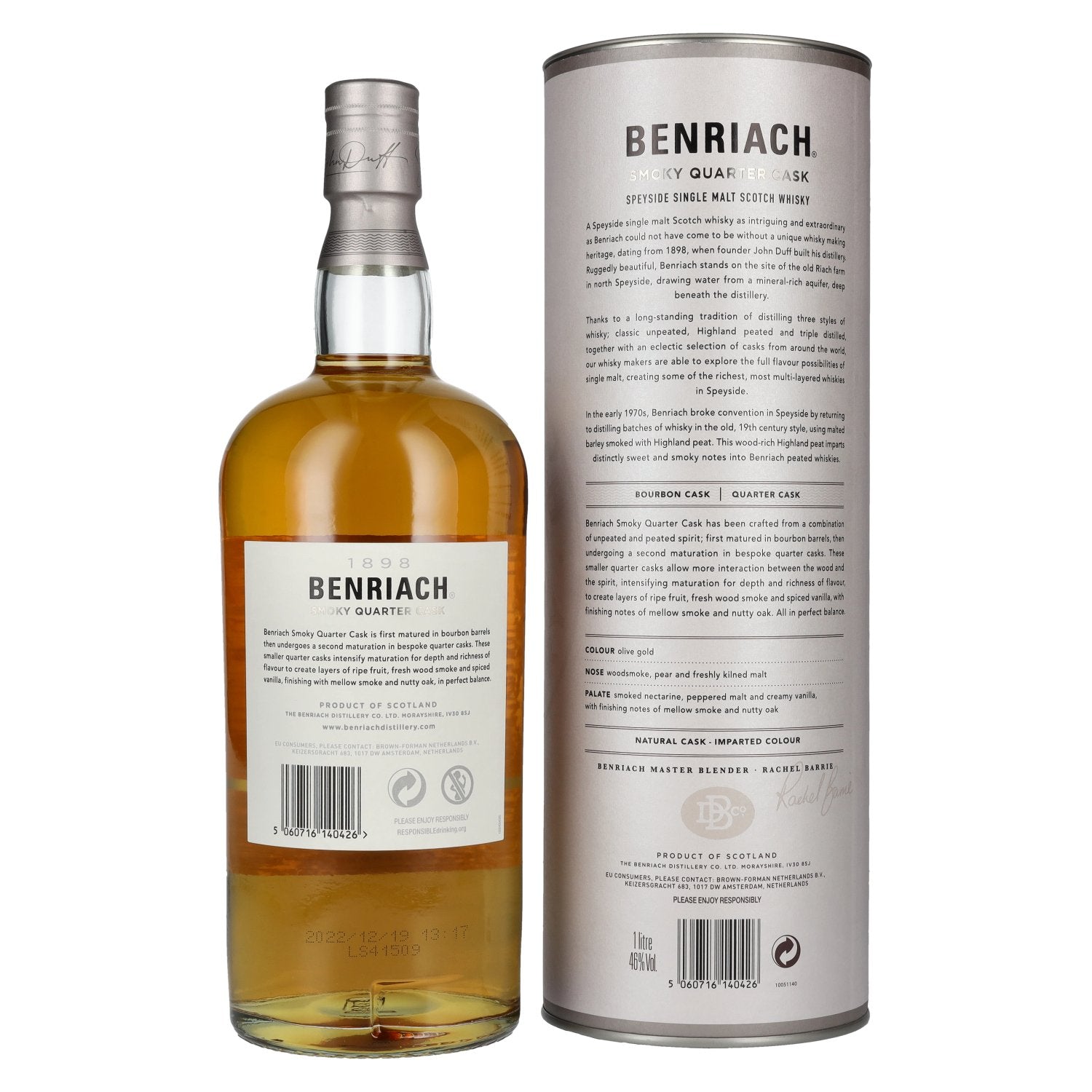 The BenRiach SMOKY QUARTER CASKS Single Malt Scotch Whisky 46% Vol. 1l in Geschenkbox