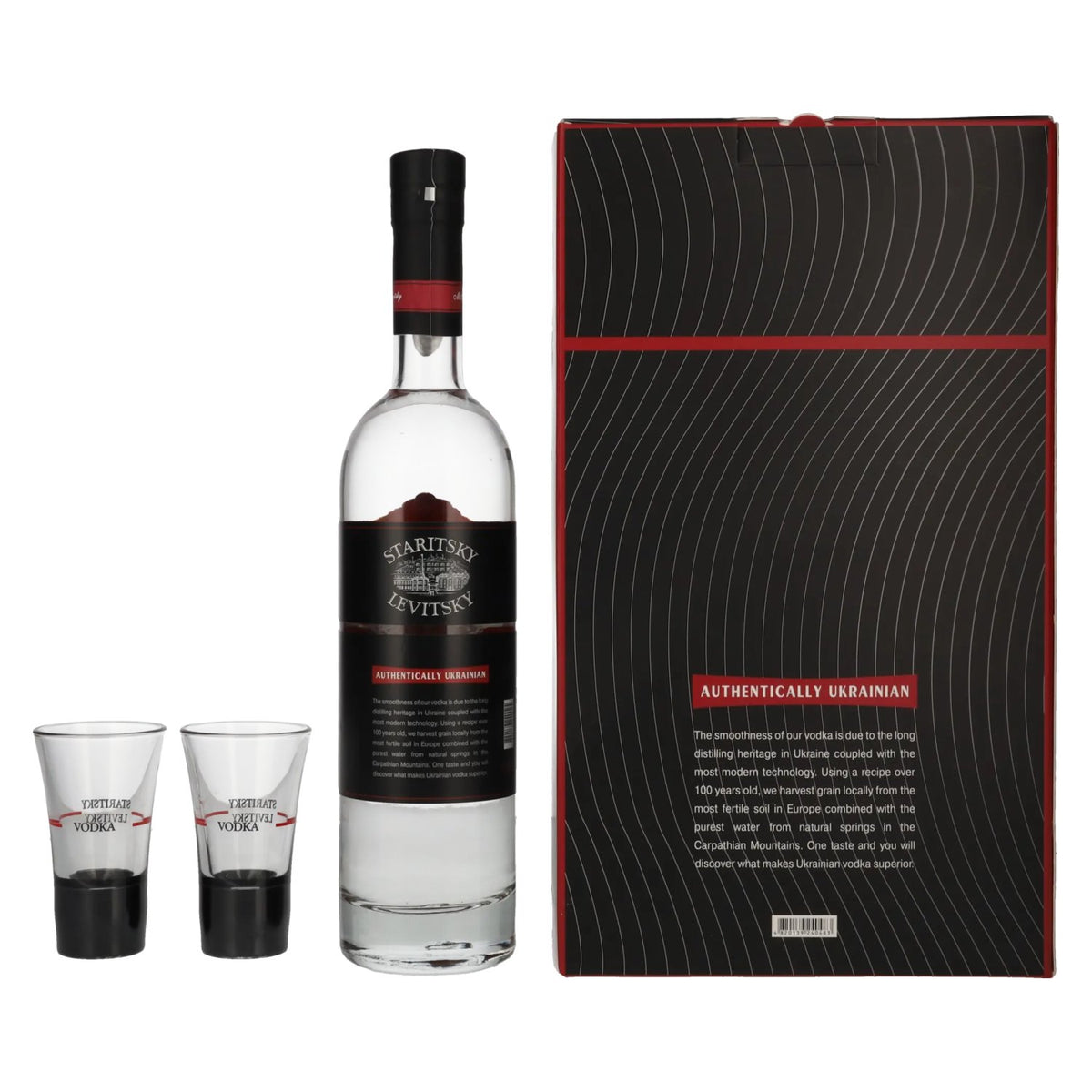 Staritsky &amp; Levitsky RESERVE Vodka 40% ABV, 0.5 litres, in a gift box with 2 glasses