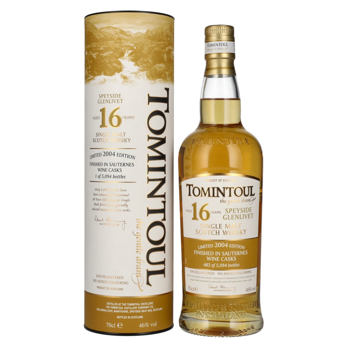 Tomintoul 16 Years Old The Gentle Dram Single Malt Scotch Whisky Limited Edition 2004 46% Vol. 0.7l in gift box