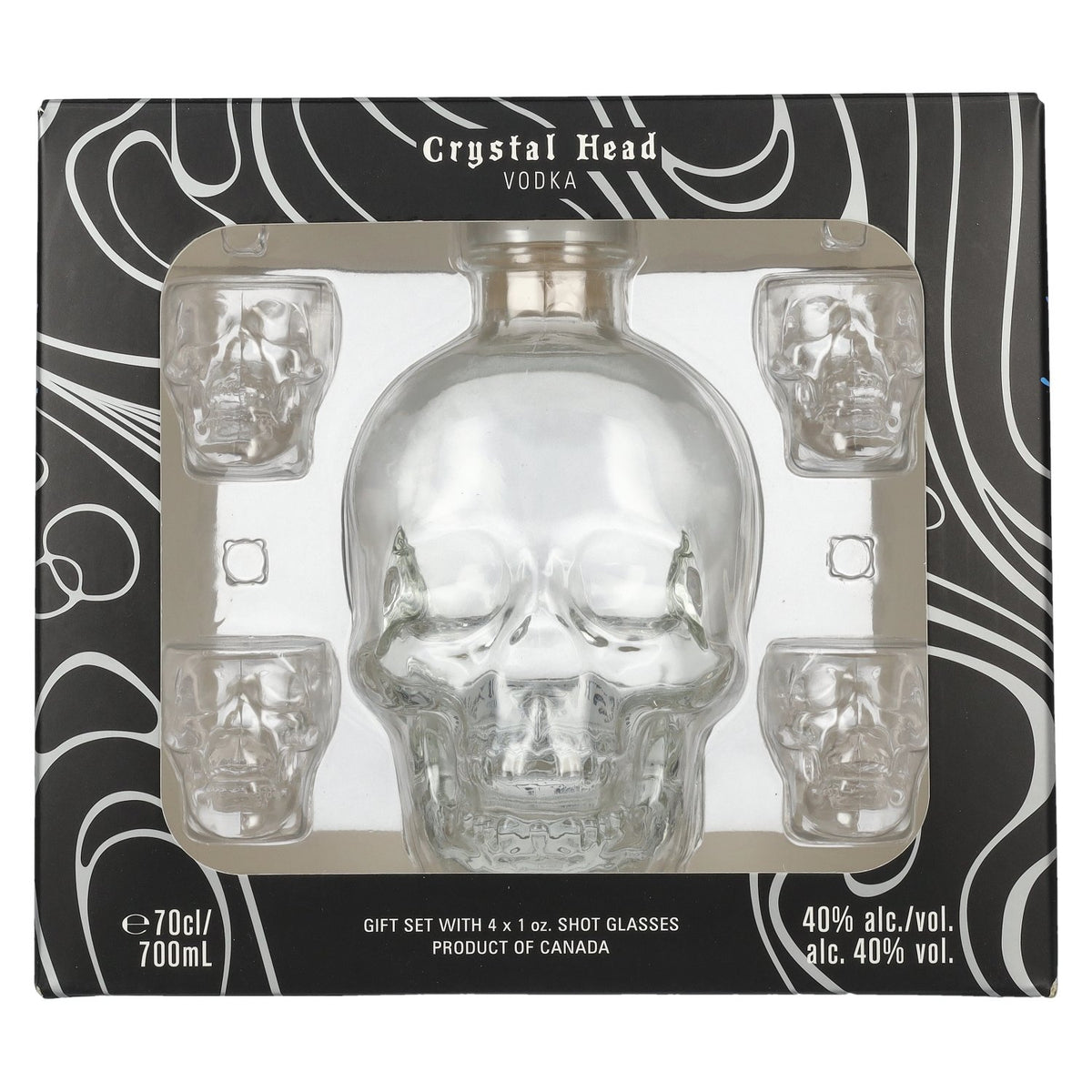 Crystal Head Vodka 40% Vol. 0,7l in Geschenkbox mit 4 Shotgläsern