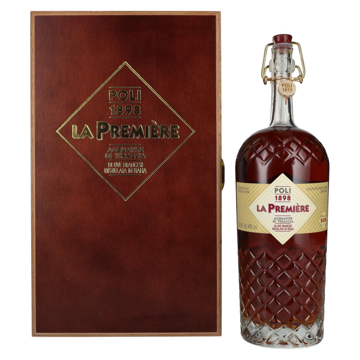 Poli Grappa La Première Acquavite di Vinaccia 46% Vol. 0.7l in Wooden Box