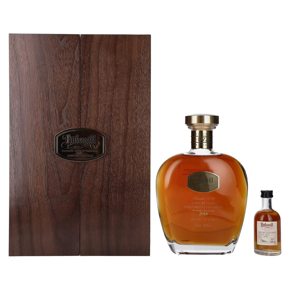 Littlemill Annual 2015 Release 25 Years Old Private Cellar Edition 50.4% Vol. 0.7l in Wooden Box + Miniature 0.05l