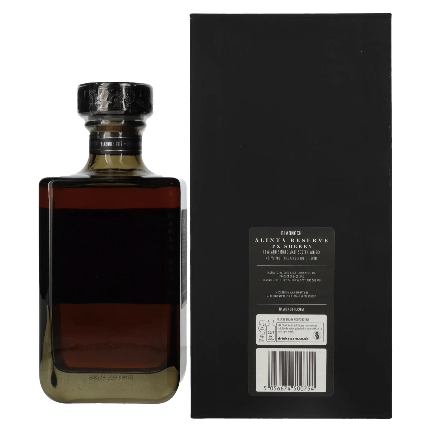 Bladnoch ALINTA RESERVE Lowland Single Malt Scotch Whisky PX Sherry Cask 2024 46,7% Vol. 0,7l in Geschenkbox