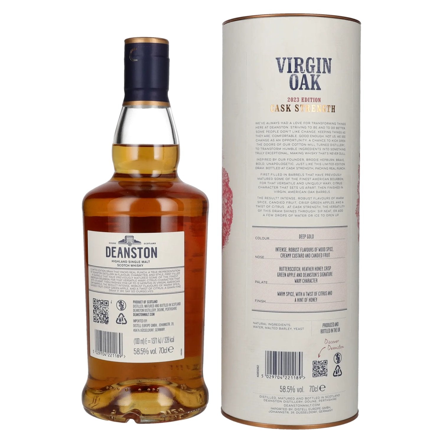 Deanston VIRGIN OAK Highland Single Malt Cask Strength Batch No. 1 2023 Edition 58.5% Vol. 0.7L in Gift Box