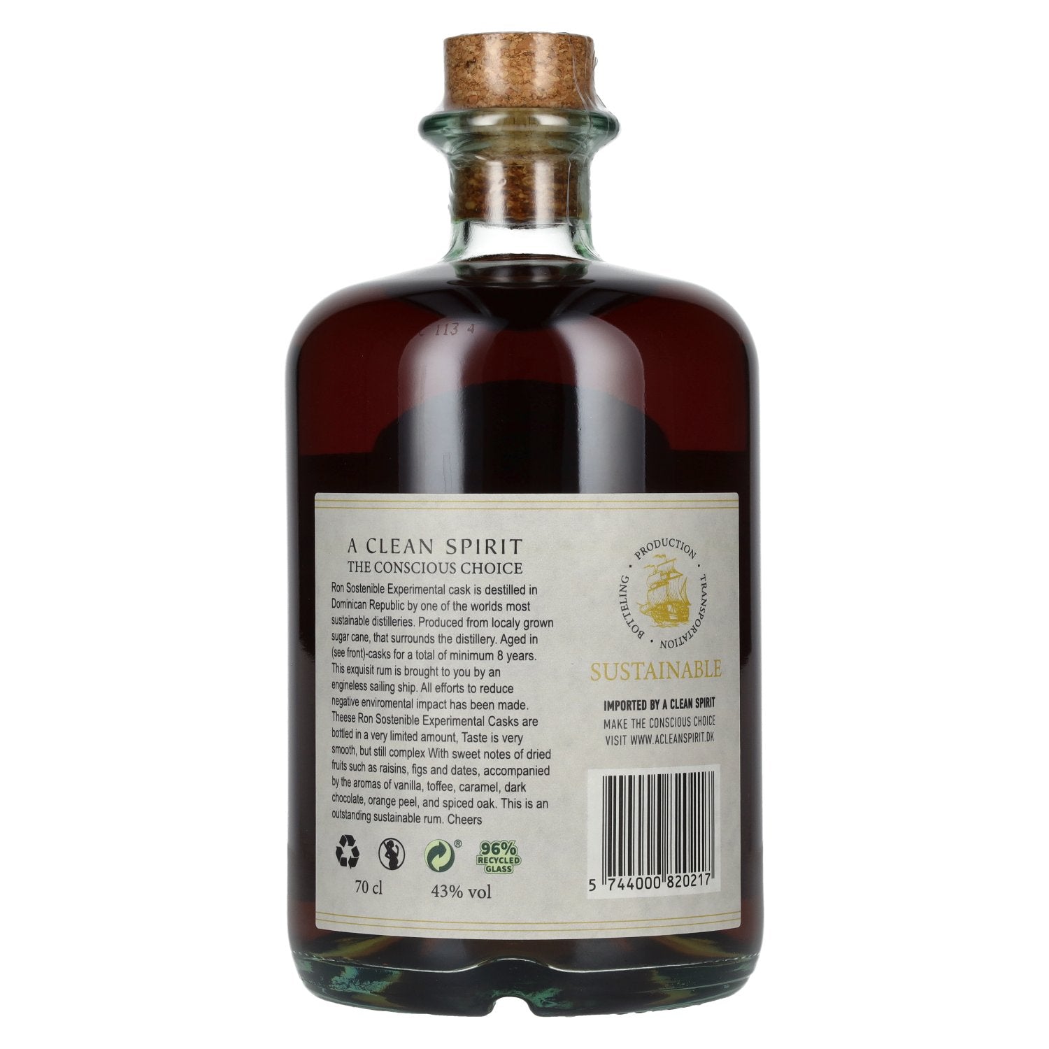 Ron Sostenible 8 Years Old Experimental Rioja Cask 43% Vol. 0,7l