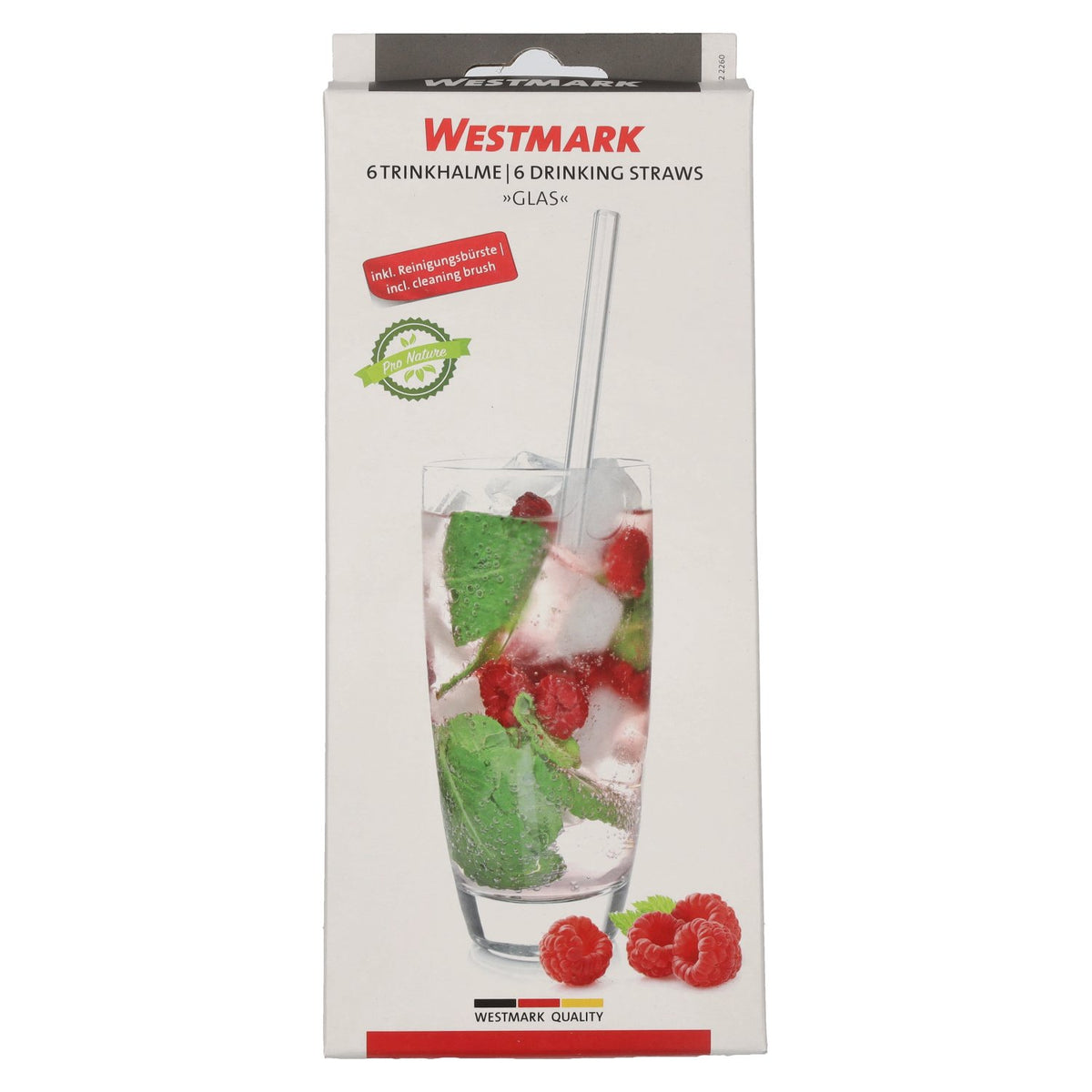 WESTMARK Drinking Straws Glass Straight incl. Cleaning Brush 6 Pieces