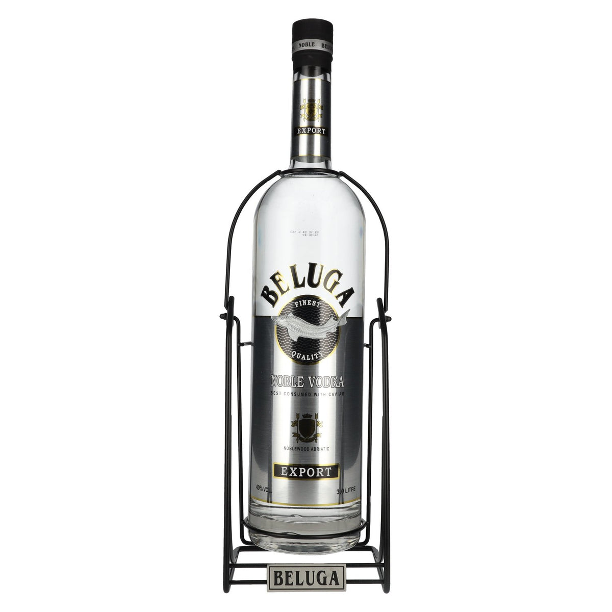 Beluga Noble Vodka EXPORT Montenegro 40% ABV 3l with swivel stand