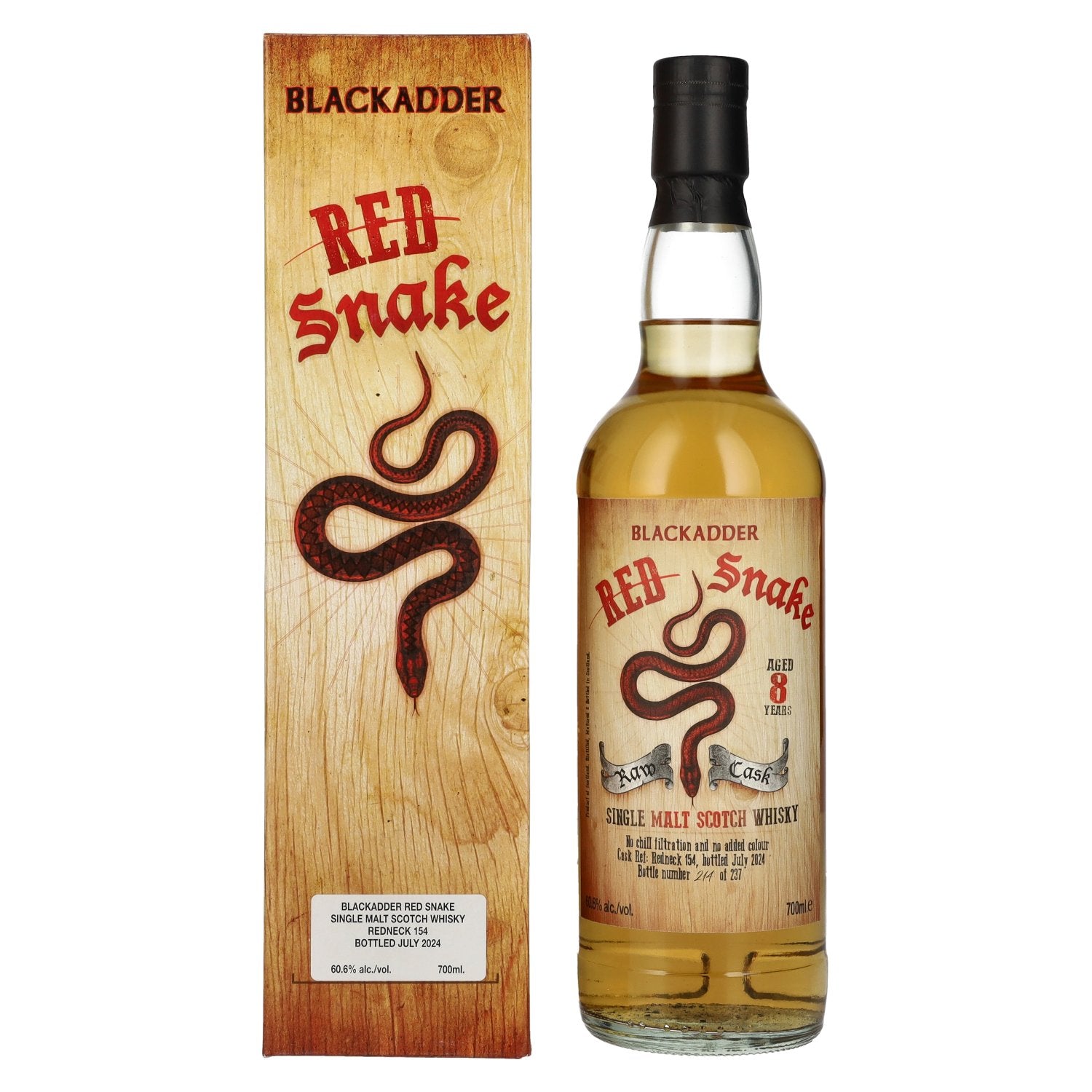 Blackadder 8 Years Old RED SNAKE Raw Cask Single Malt Scotch Whisky 60.6% Vol. 0.7l in Gift Box