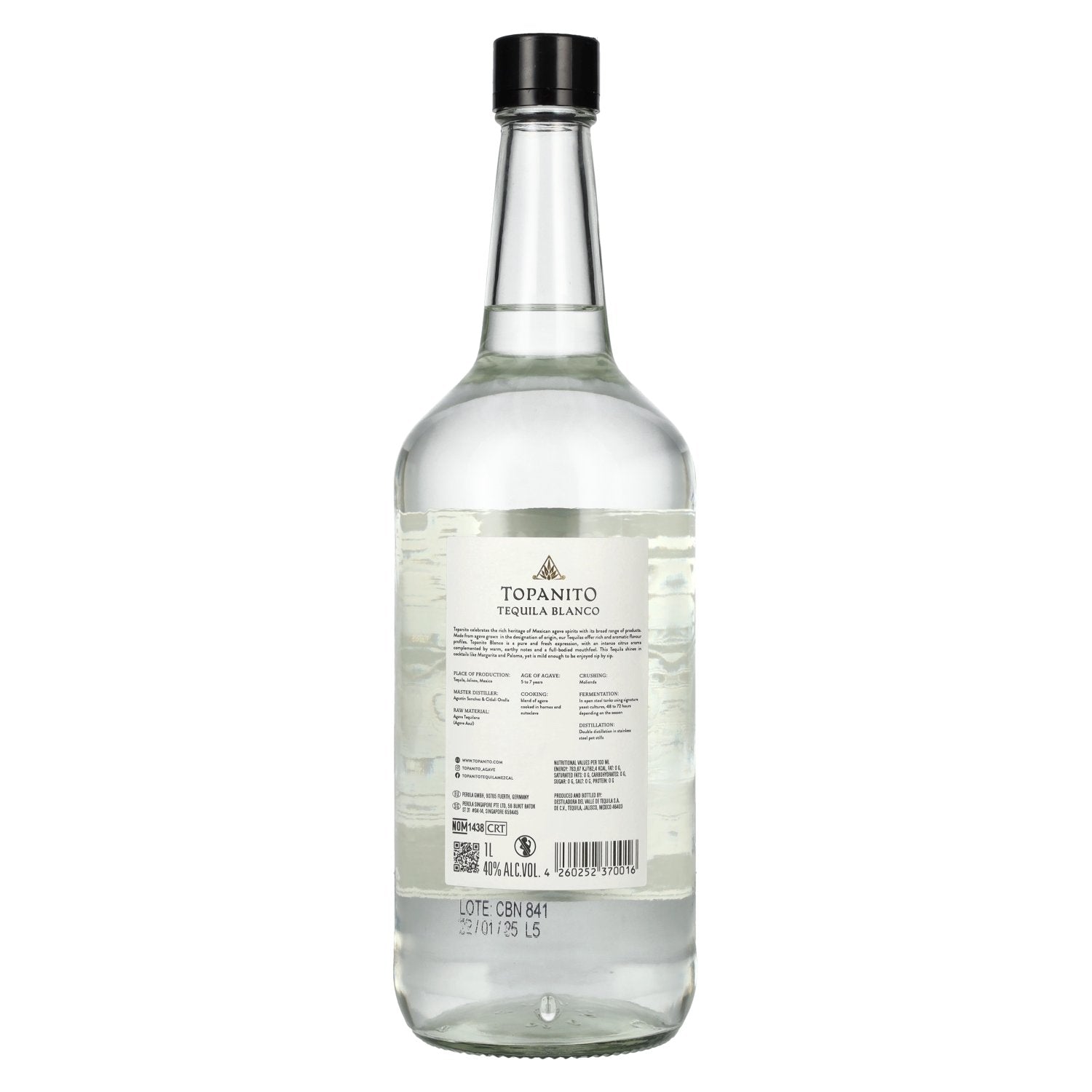 Topanito Blanco Tequila 100% Agave 40% Vol. 1l