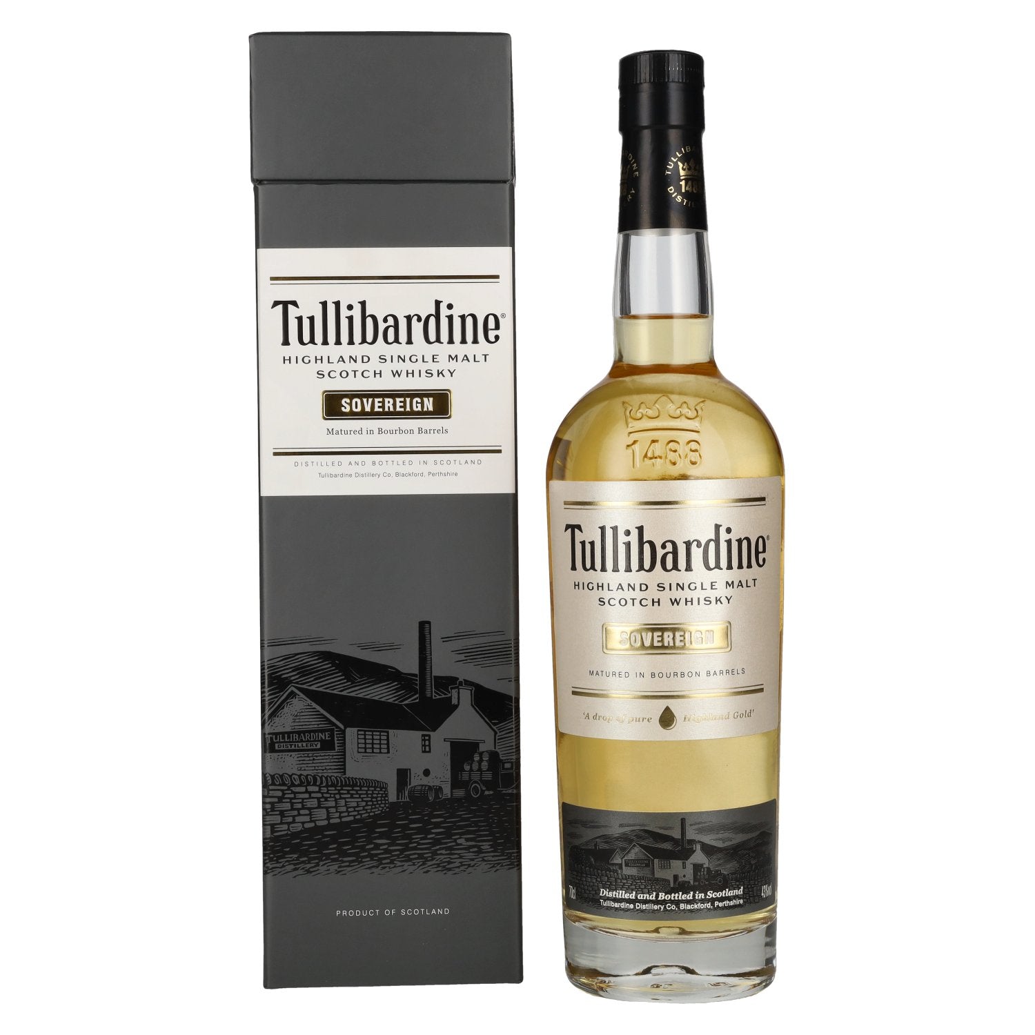 Tullibardine SOVEREIGN Highland Single Malt Scotch Whisky 43% Vol. 0,7l in Geschenkbox