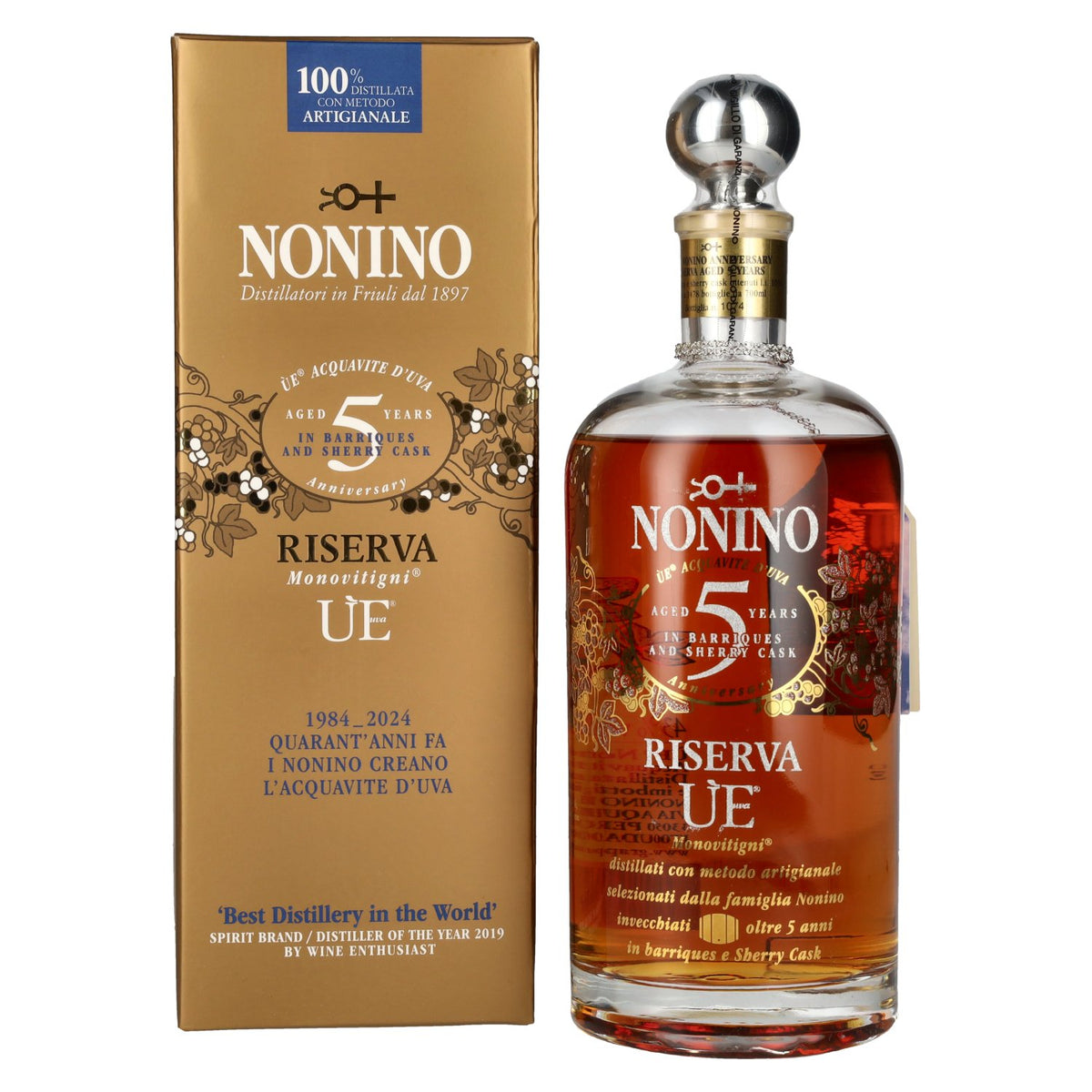 Nonino Grappa ÙE Monovitigni Riserva 5 Years Old 43% Vol. 0,7l in Geschenkbox