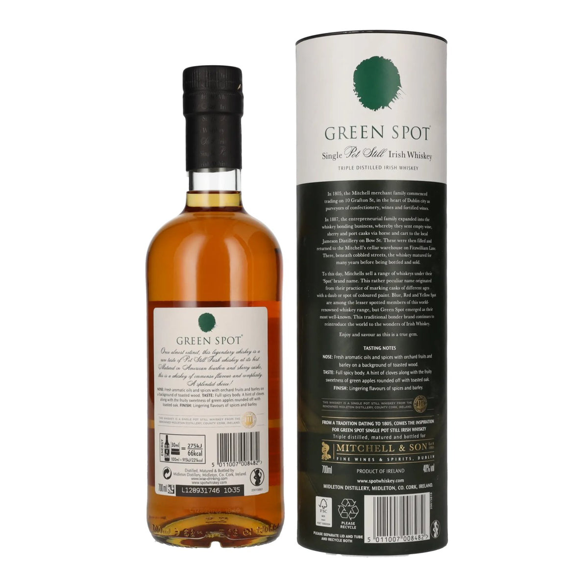 Green Spot Single Pot Still Irish Whiskey 40% ABV, 0.7 litres, in a gift box