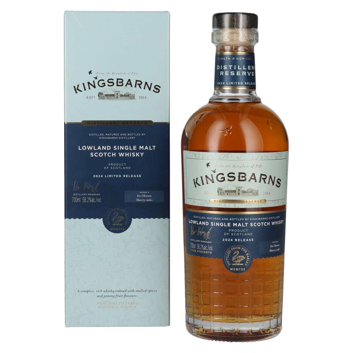 Kingsbarns DISTILLERY RESERVE Ex Oloroso Sherry Cask Scotch Whisky 2024 58.2% Vol. 0.7l in Gift Box