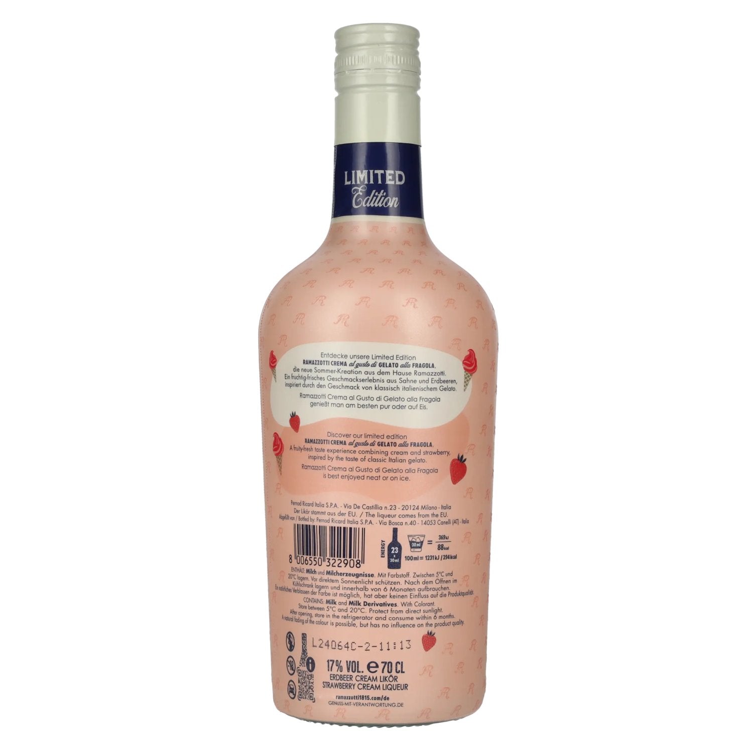 Ramazzotti Cream Liqueur with Strawberry Ice Cream Flavor Limited Edition 17% Vol. 0.7l