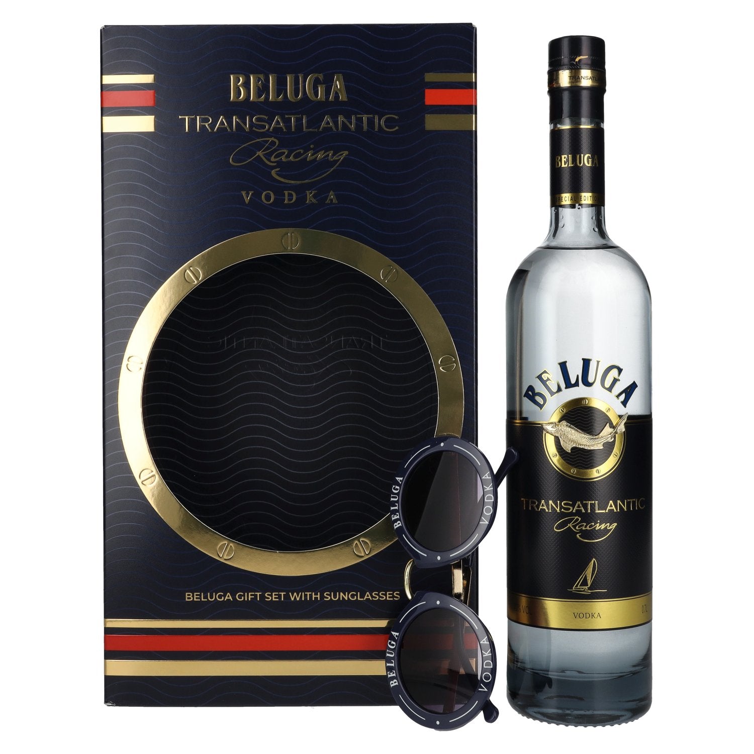 Beluga Transatlantic Racing Montenegro Vodka 40% Vol. 0,7l in Geschenkbox mit Sonnenbrille