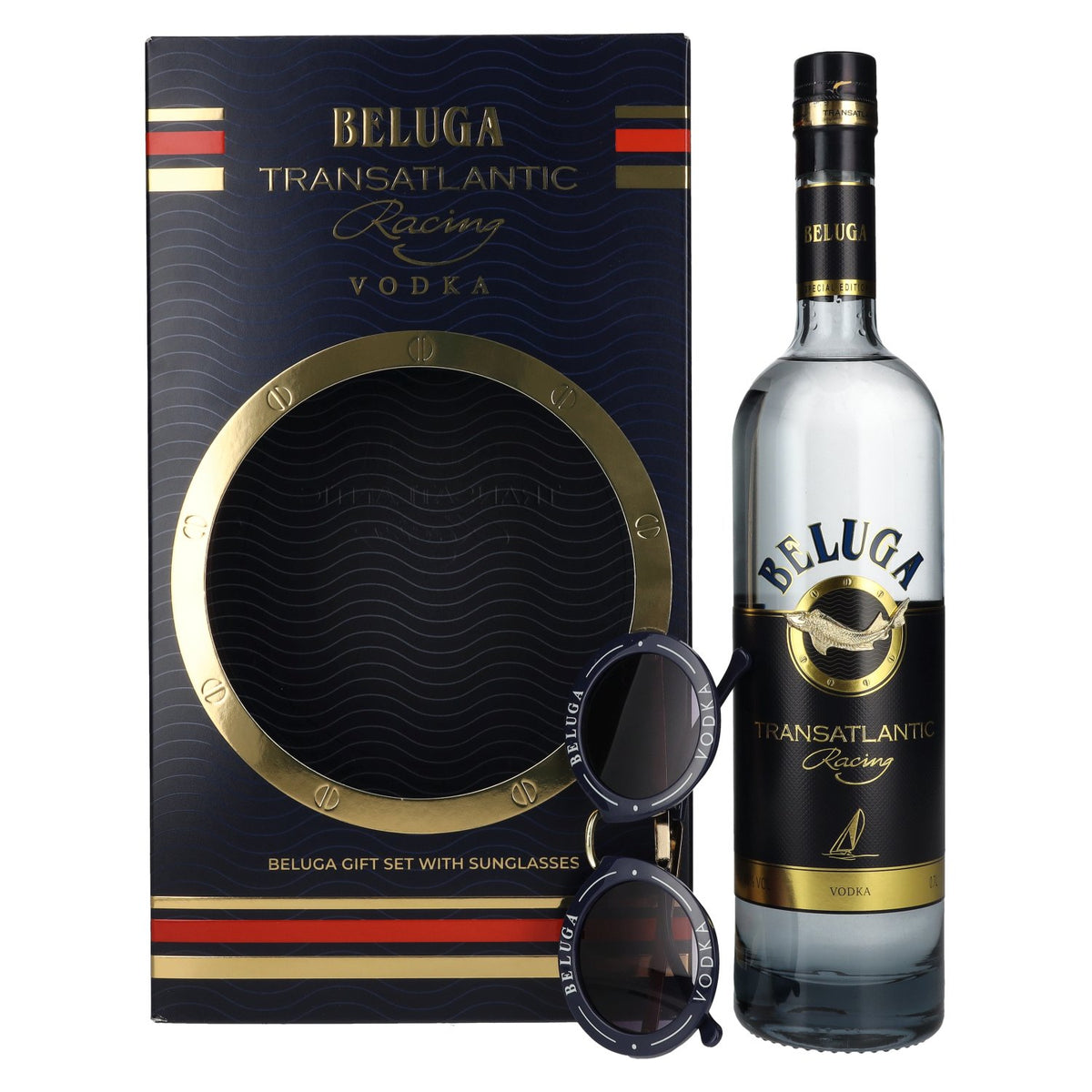 Beluga Transatlantic Racing Montenegro Vodka 40% Vol. 0,7l in Geschenkbox mit Sonnenbrille