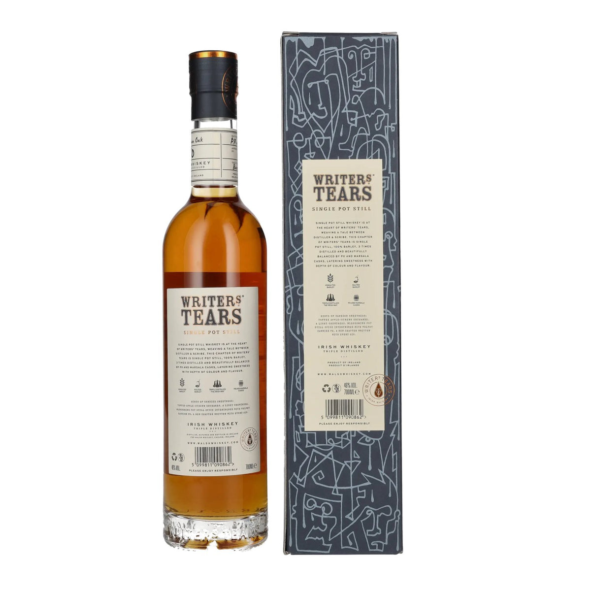 Writer's Tears Single Pot Still Irish Whiskey 46% ABV, 0.7 litres, in a gift box