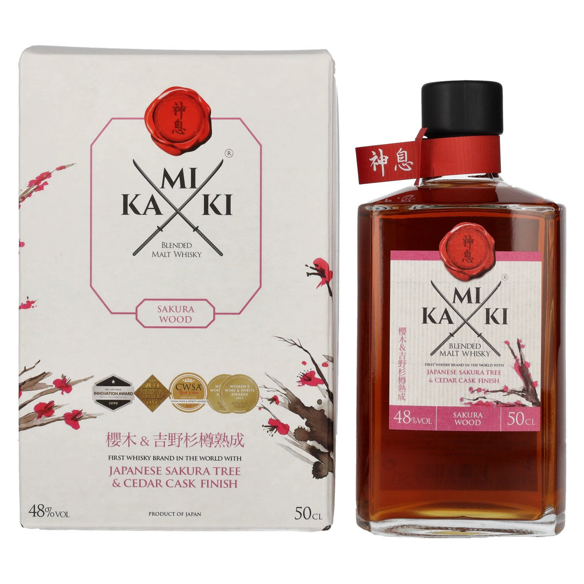 KAMIKI Blended Malt Whisky SAKURA & CEDAR Cask Finish 48% Vol. 0.5l in gift box