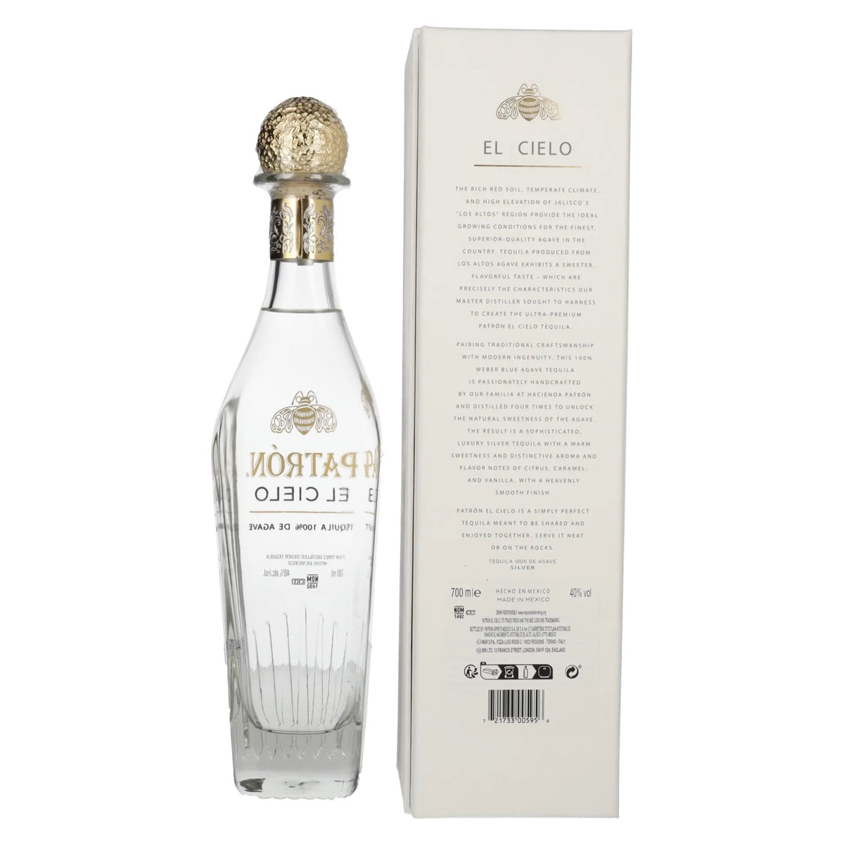 Patrón El Cielo Silver Tequila 100% Agave 40% ABV 0.7l in a gift box