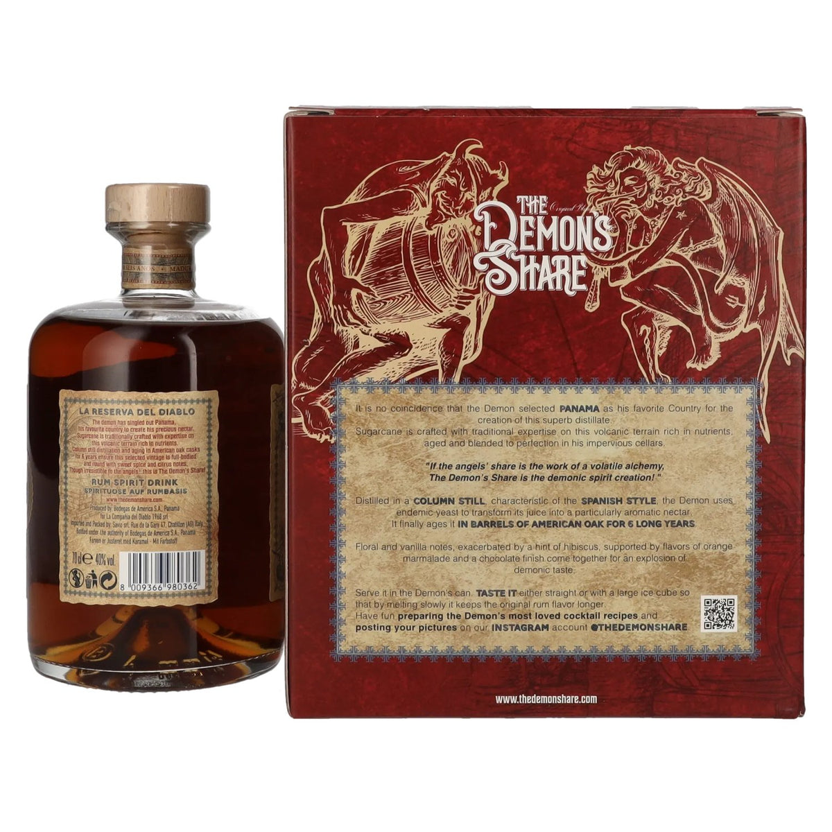 The Demon's Share 6 Years Old Spirit Drink 40% Vol. 0,7l in Geschenkbox mit 2 Dosen The Demon's Share