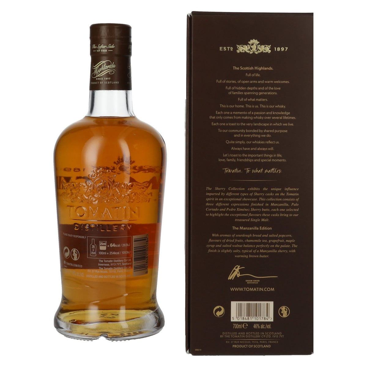 Tomatin 10 Years Old SHERRY COLLECTION Manzanilla Sherry Butts Limited Edition 2014 46% Vol. 0.7l in gift box