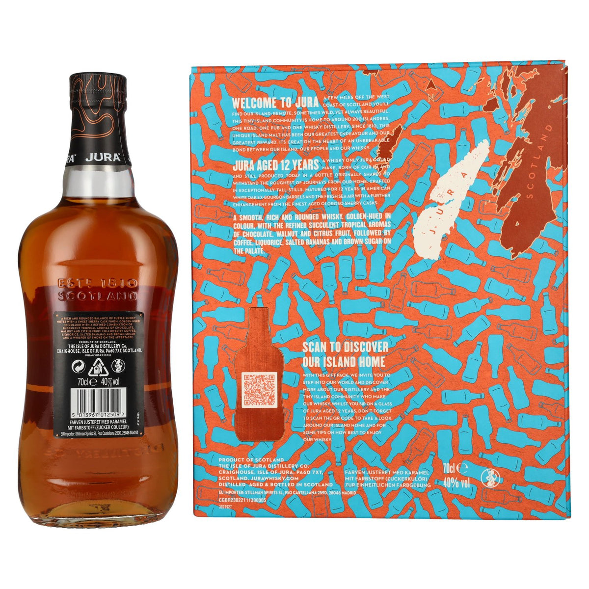 Jura 12 Years Old Single Malt Scotch Whisky 40% Vol. 0.7l in gift box with 2 glasses