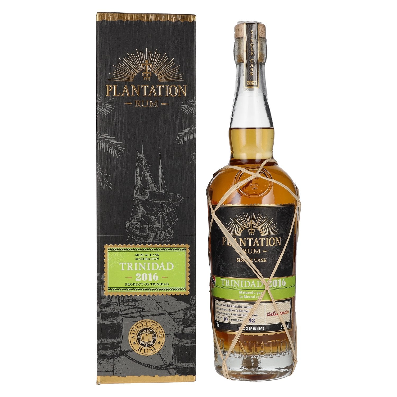 Plantation Rum TRINIDAD 2016 Single Cask Mezcal Finish by delicando 2023 51.1% Vol. 0.7L in gift box