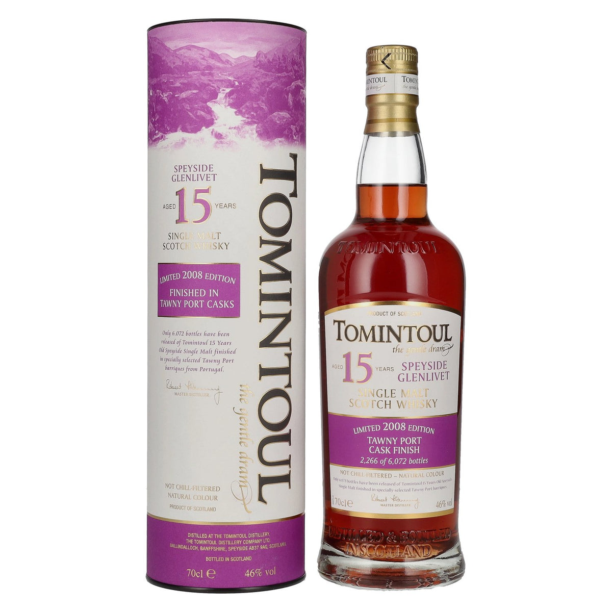Tomintoul 15 Years Old TAWNY PORT CASKS Finish 2008 46% Vol. 0.7l in Gift Box