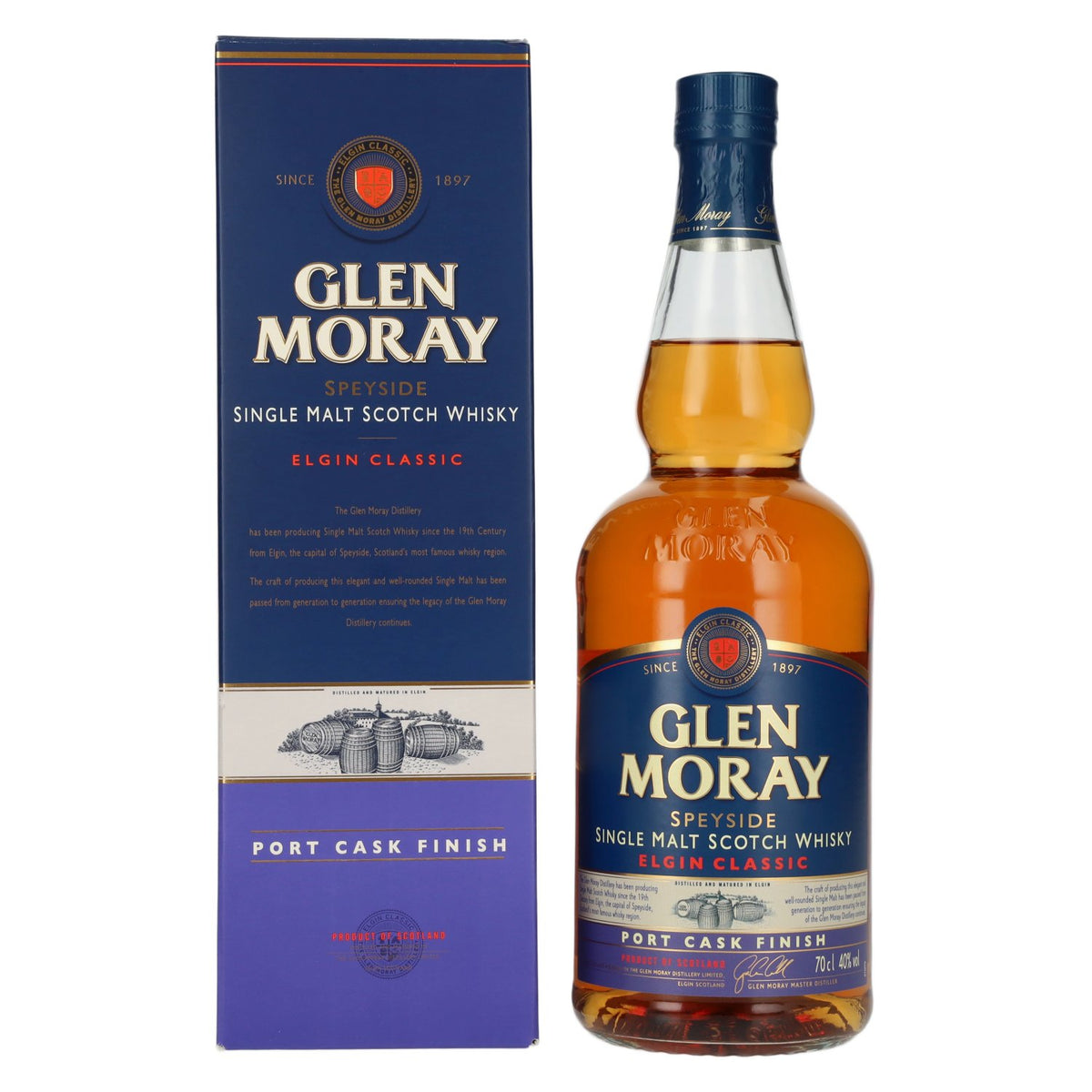 Glen Moray Elgin Classic Port Cask Finish Single Malt 40% Vol. 0,7l in Geschenkbox
