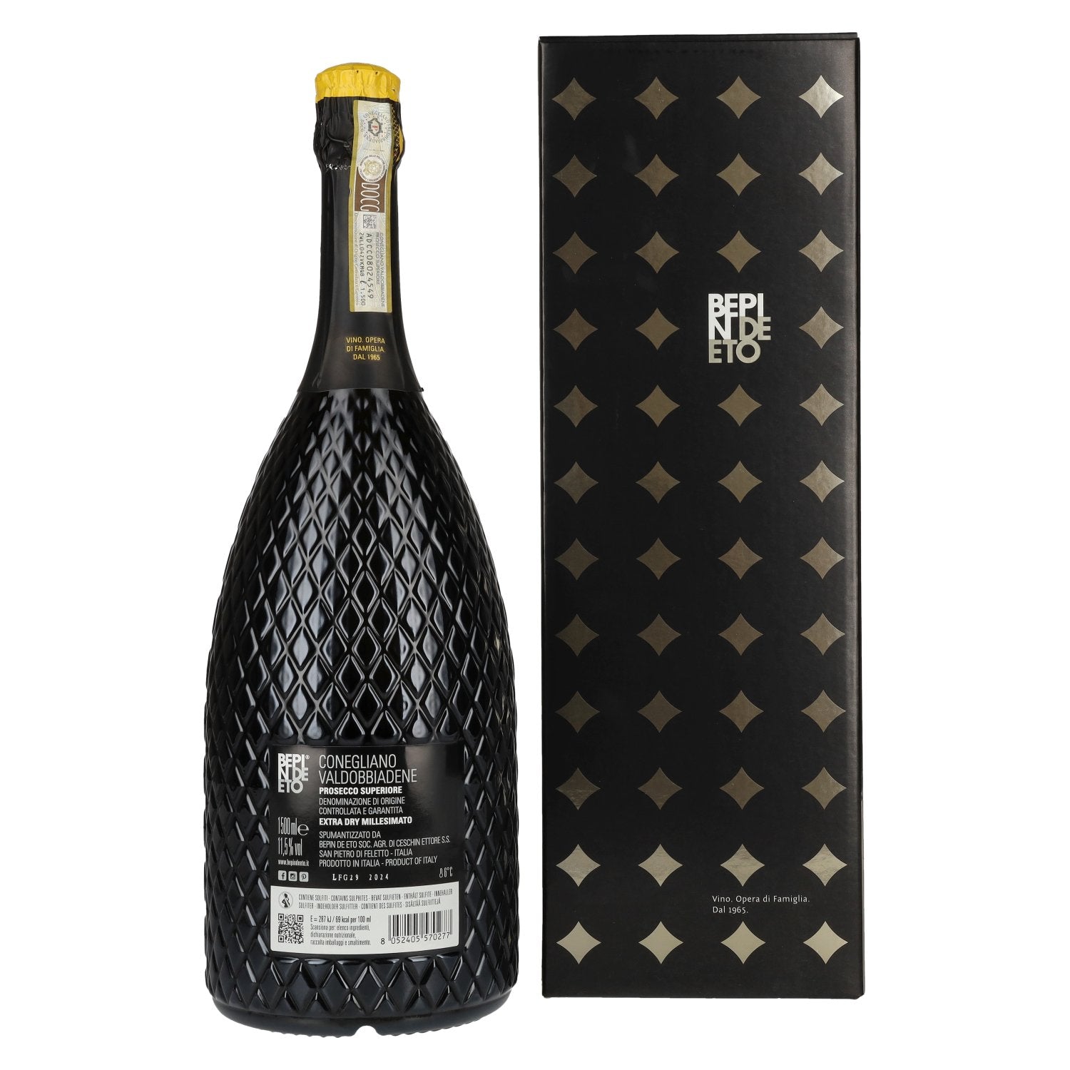 Bepin De Eto Prosecco Superiore Extra Dry Millesimato DOCG 2024 11,5% Vol. 1,5l in Geschenkbox