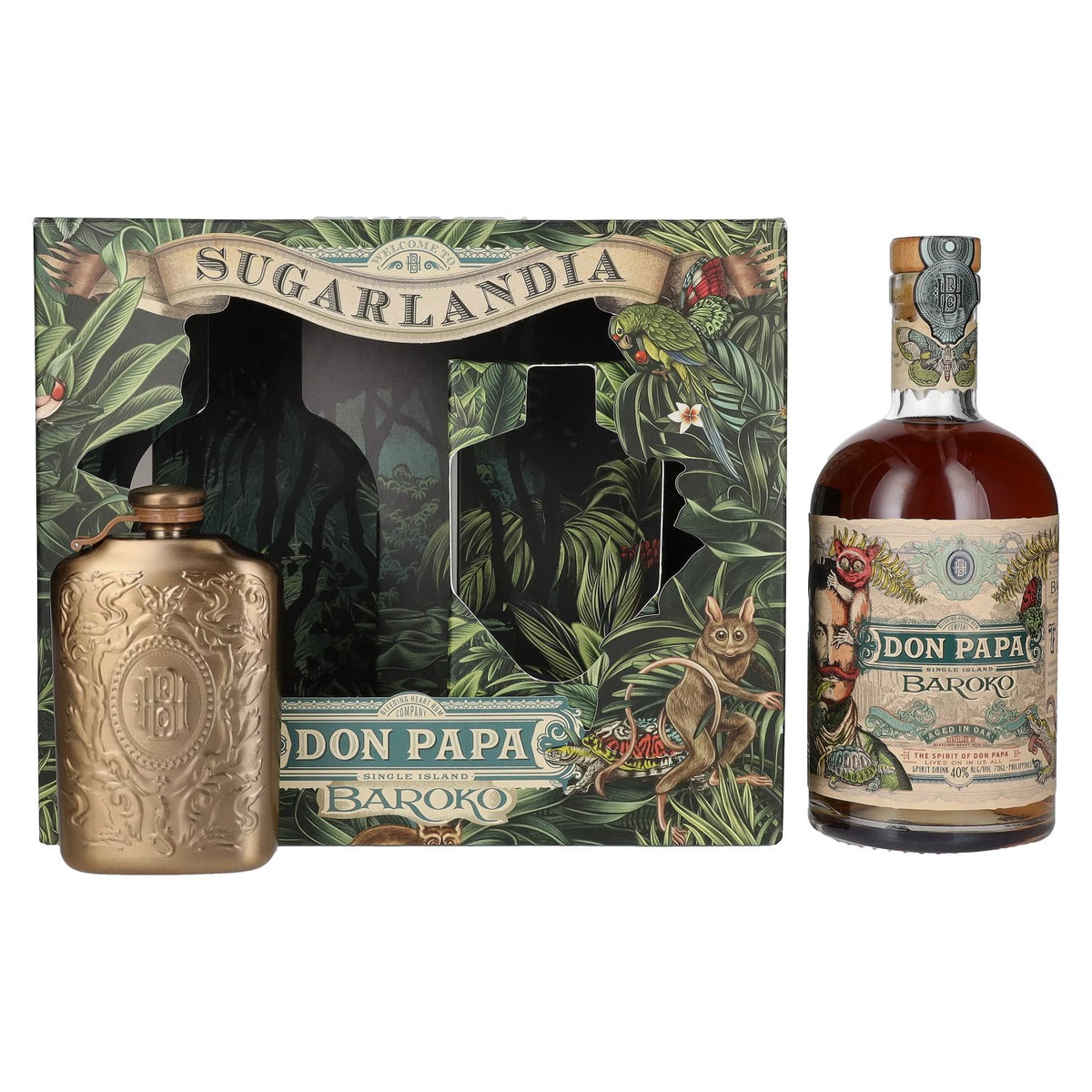 Don Papa BAROKO 40% Vol. 0.7l in Gift Box with Hip Flask