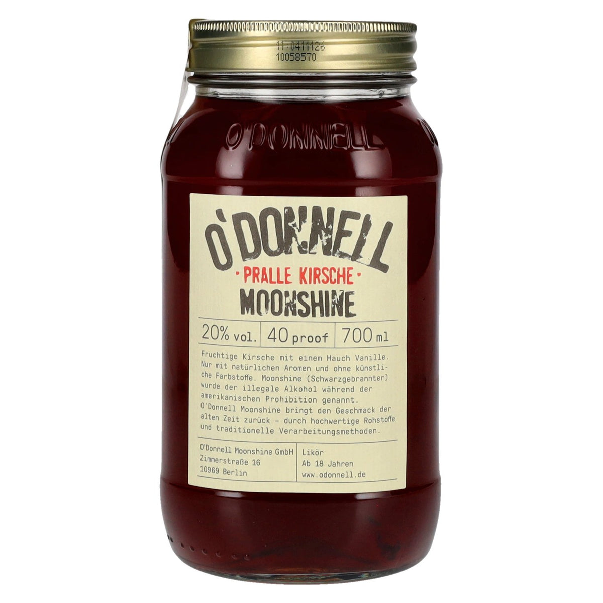 O'Donnell Moonshine PRALLE KIRSCHE Liqueur 20% ABV 0.7l