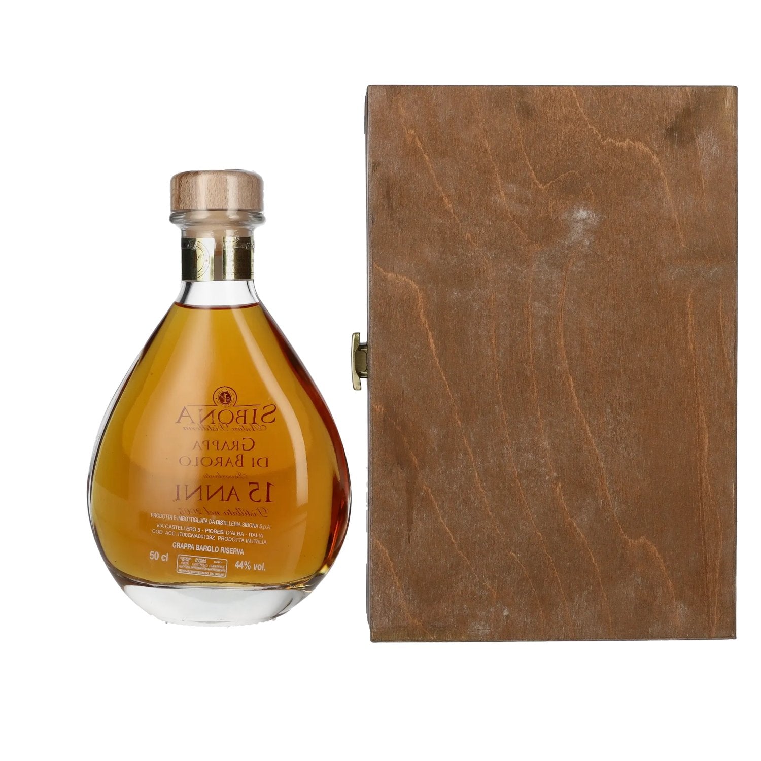 Sibona RISERVA SPECIALE Grappa di Barolo 15 ANNI 44% Vol. 0,5l in Holzkiste