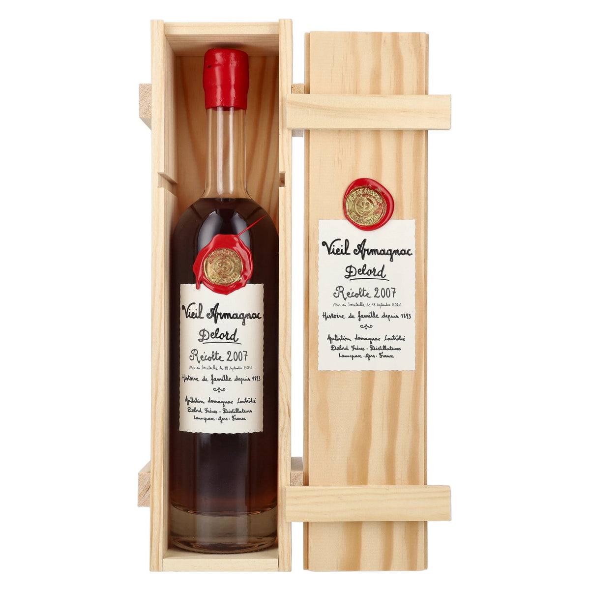Armagnac Delord Vintage, 2007 Harvest, 40% vol., 0.7 l, in a wooden box
