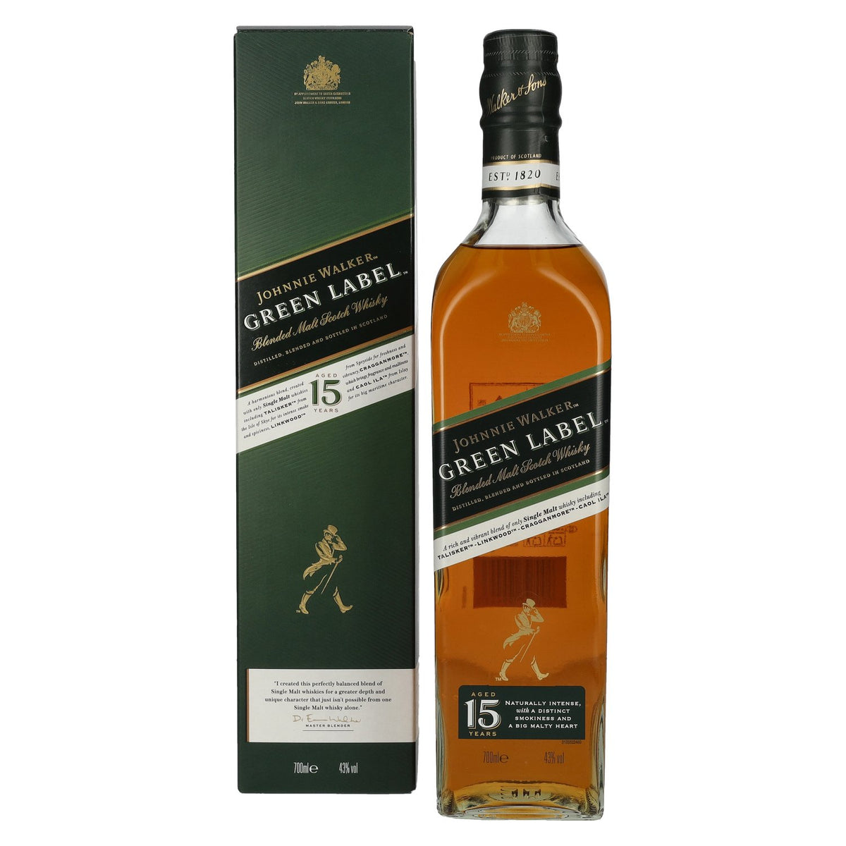 Johnnie Walker Green Label 15 Years Old 43% Vol. 0,7l in Geschenkbox