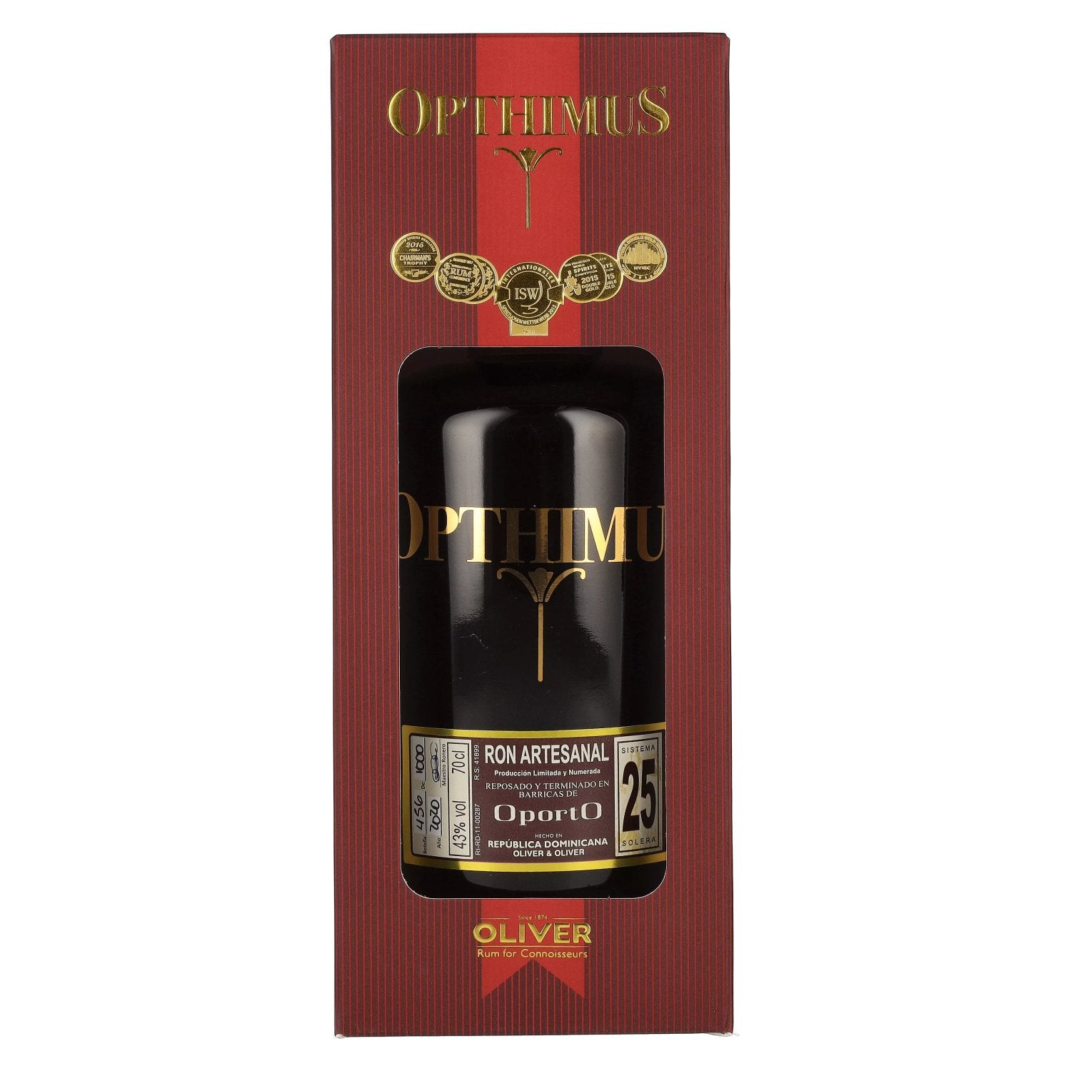 Opthimus 25 Sistema Solera Oporto Handcrafted Rum 43% Vol. 0.7l in Gift Box