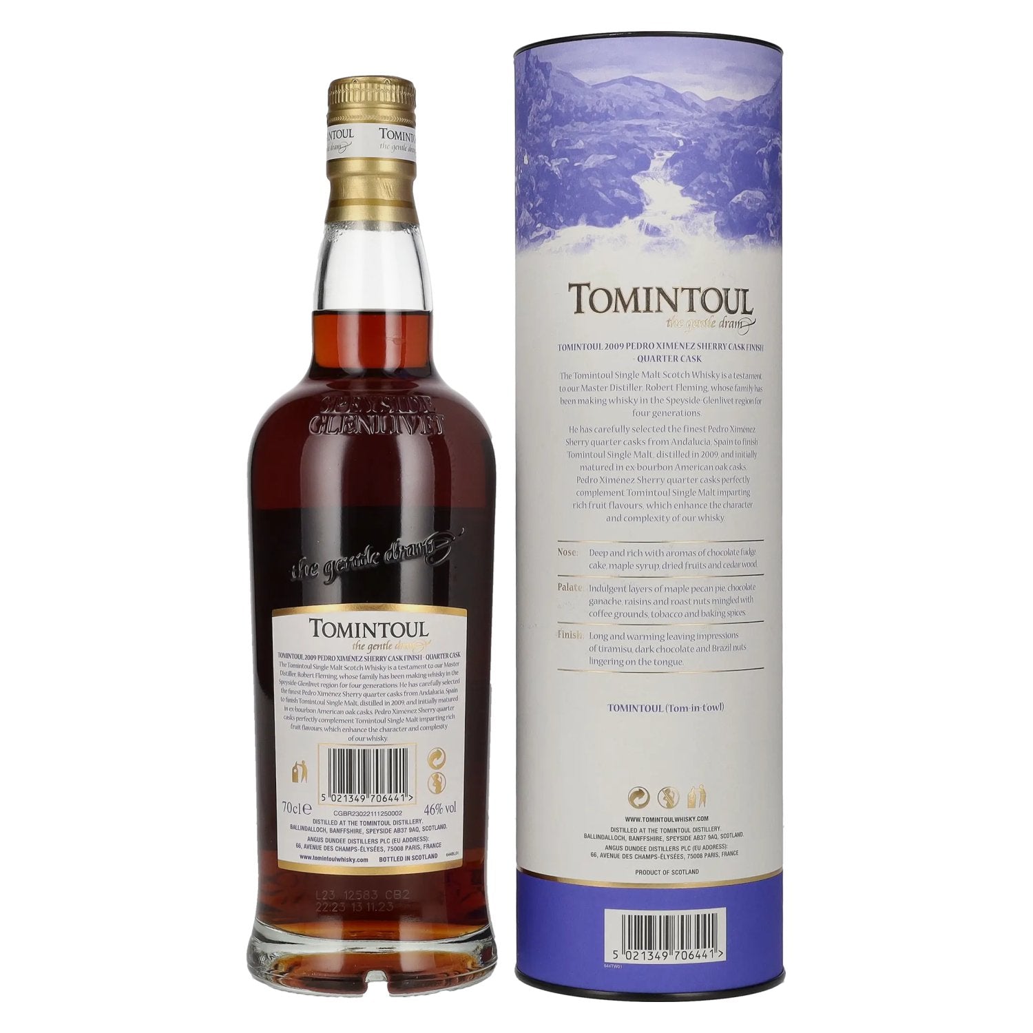 Tomintoul 14 Years Old PX SHERRY QUARTER CASK Finish 2009 46% Vol. 0.7l in Gift Box
