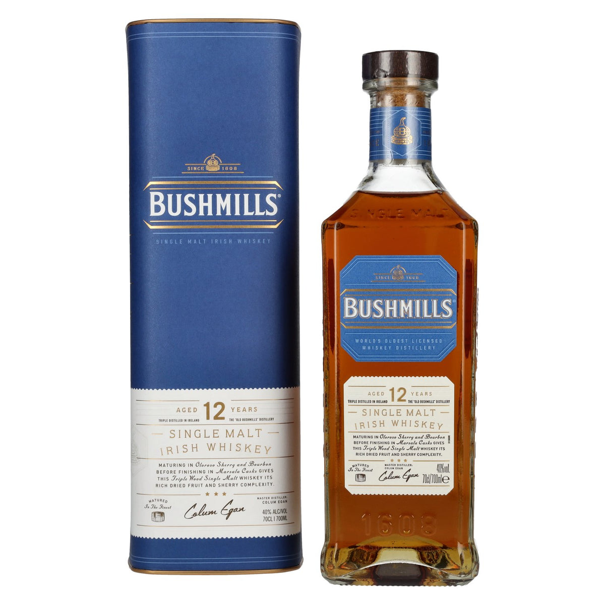Bushmills 12 Years Old Single Malt Irish Whiskey 40% Vol. 0,7l in Geschenkbox