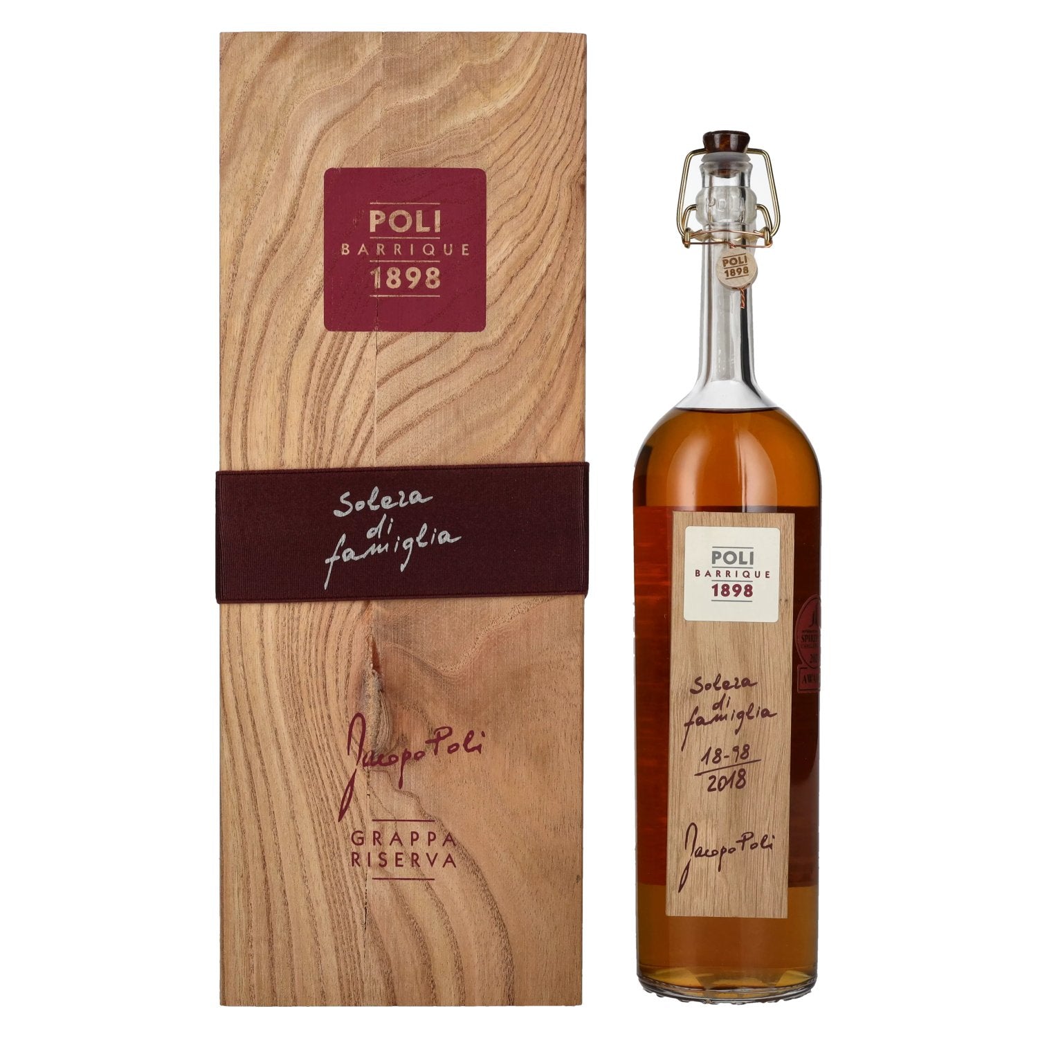 Poli Grappa Barrique 1898 Solera di Famiglia 55% Vol. 0.7l in wooden box