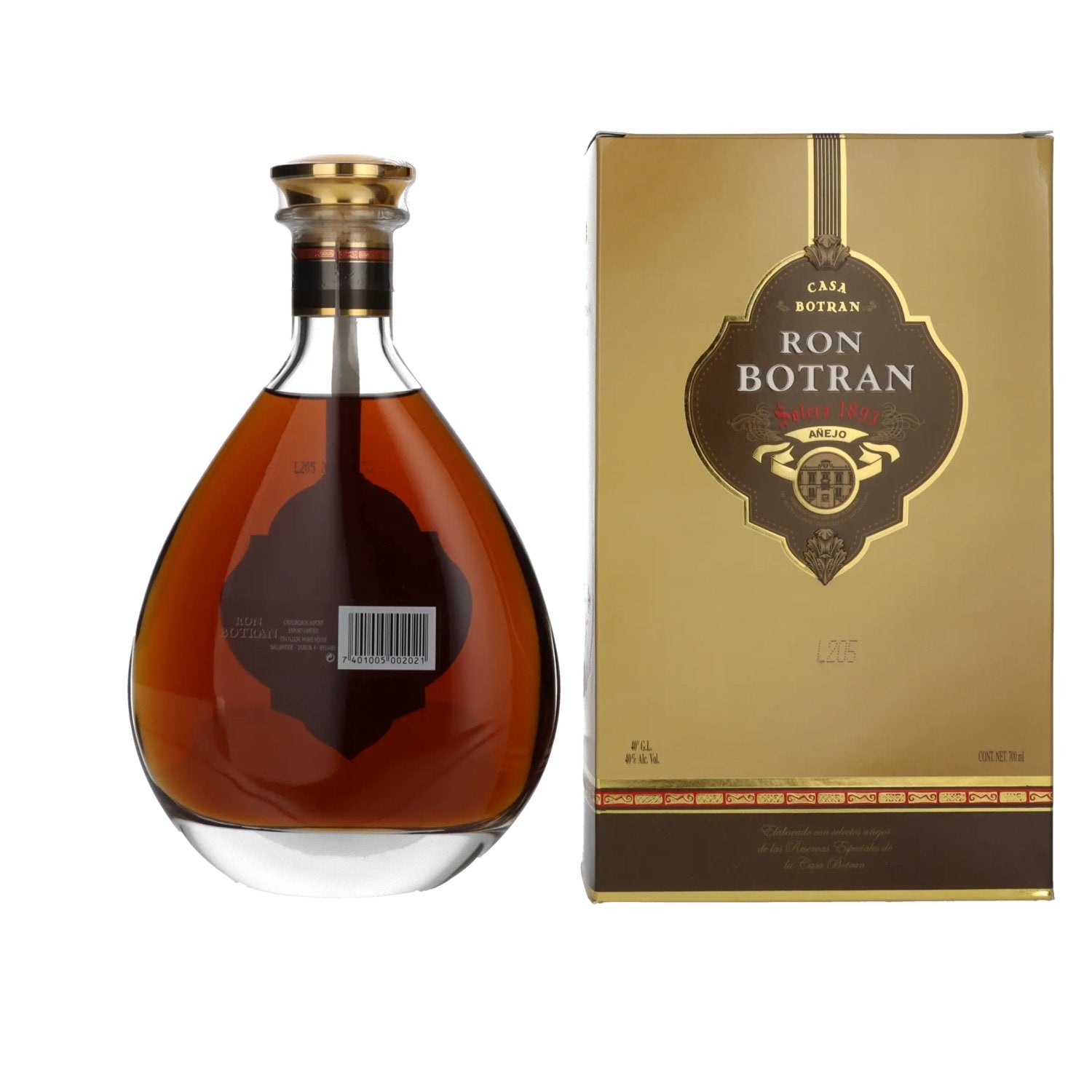 Botran Ron Solera 1893 Añejo Decanter 40% Vol. 0.7L in Gift Box