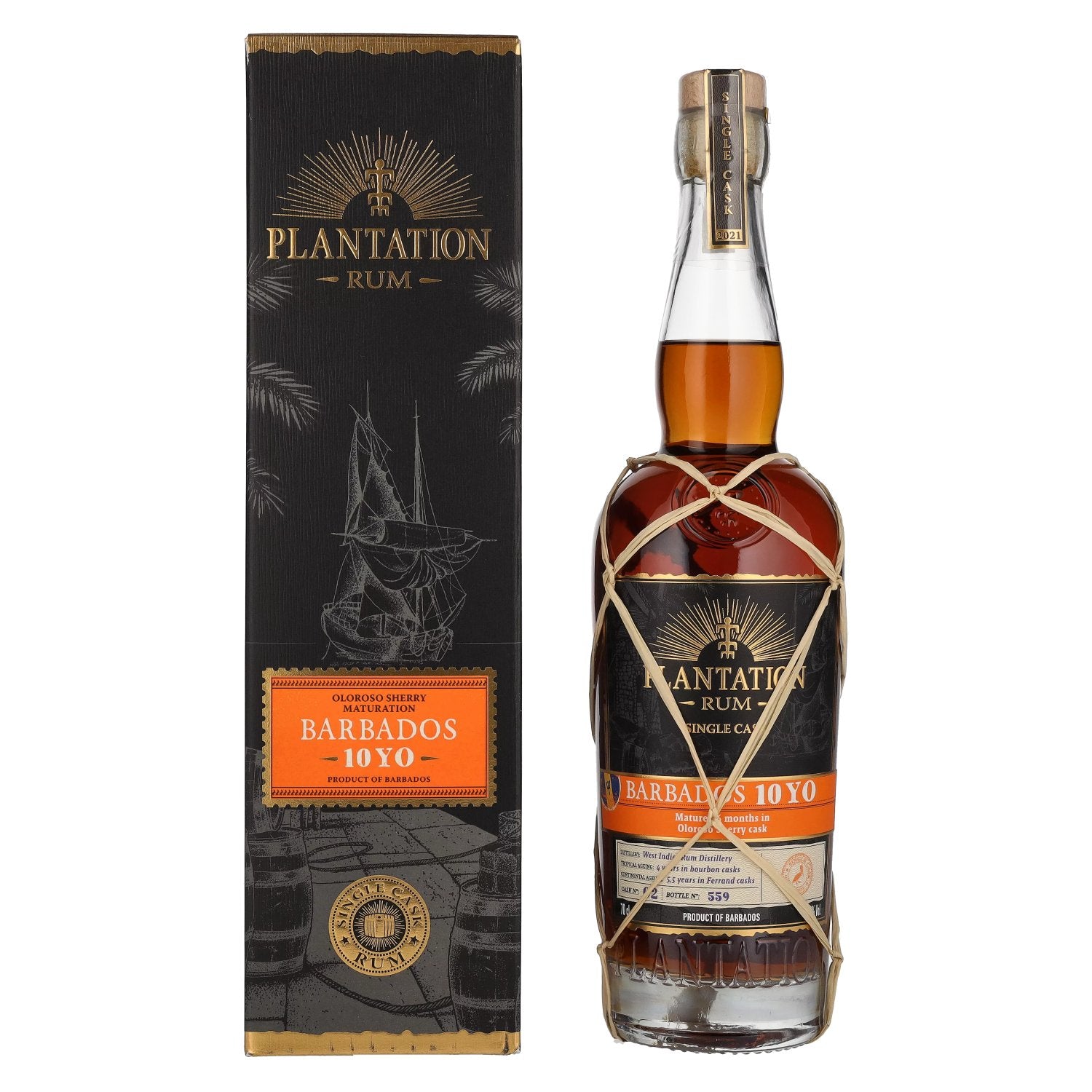 Plantation Rum BARBADOS 10 Years Old Oloroso Sherry Cask Finish Edition 2021 49% Vol. 0.7L in Gift Box