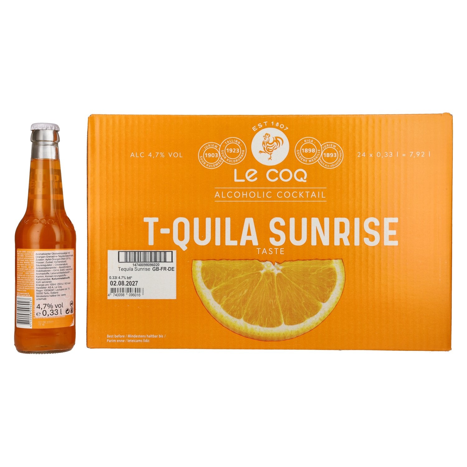 Le Coq T-QUILA SUNRISE 4,7% Vol. 24x0,33l